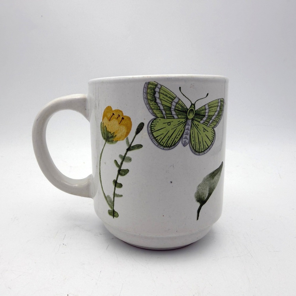 Replacement Stackable Tower Coffee Mug Butterfly Floral White‎ Butterfly Ceramic
